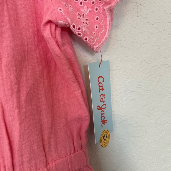 Girls Spring Ready Cat & Jack Pink Flutter-Sleeve Wide-Leg Jumpsuit - Picture 3 of 8